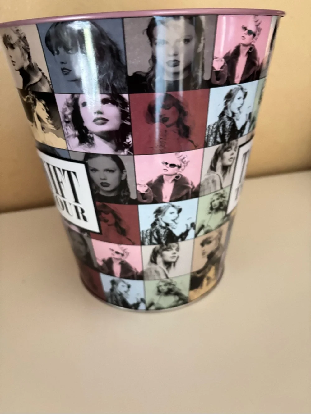 Taylor Swift The Eras Tour Pink Multi Pop Art Metal Wastebasket